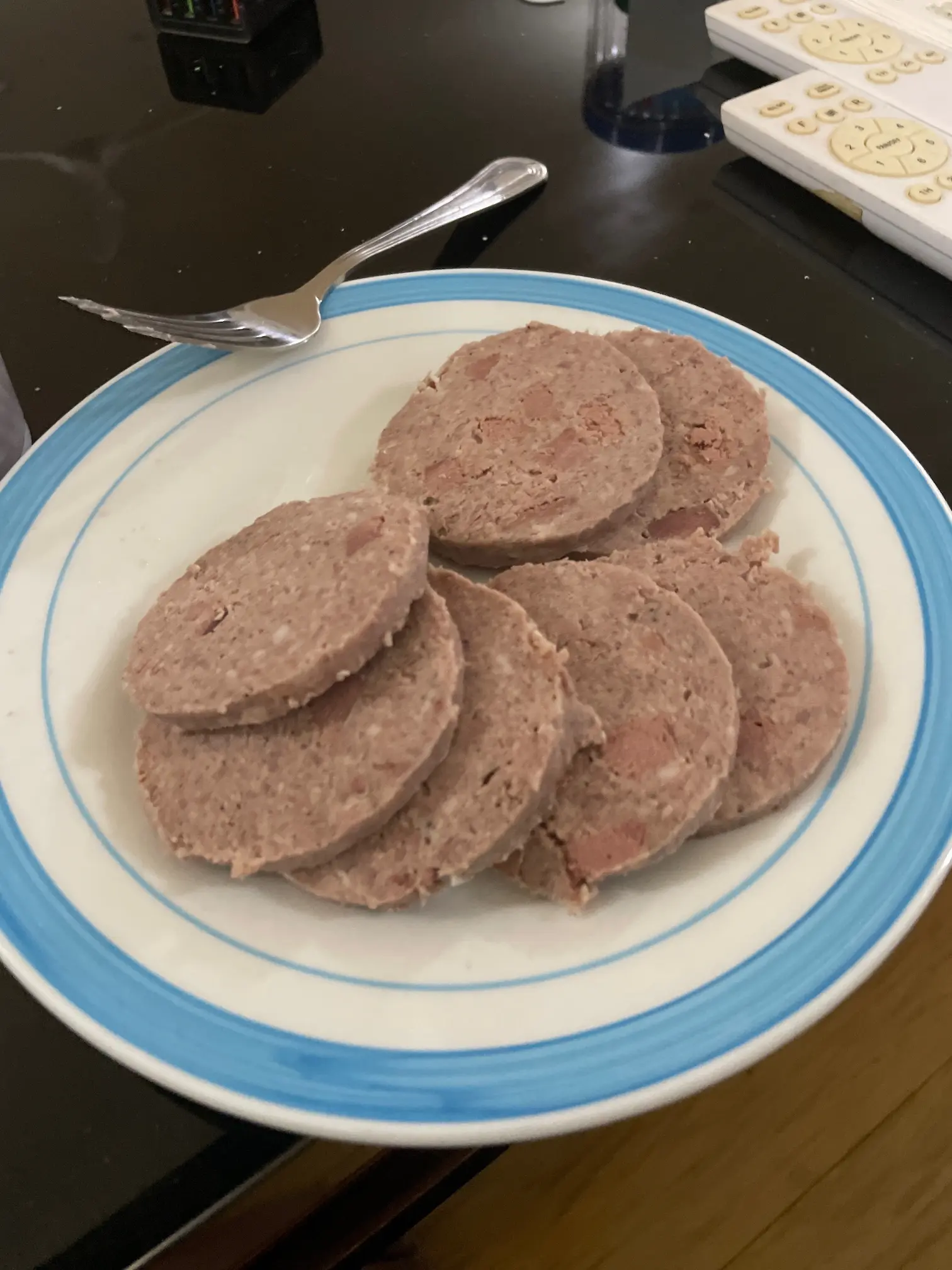 Slices of homemade liverwurst made from a 200-year-old Groningen family recipe at De Klomp Homestead